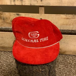 Vintage red corduroy hat general tire